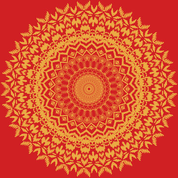 red and yellow mandala style