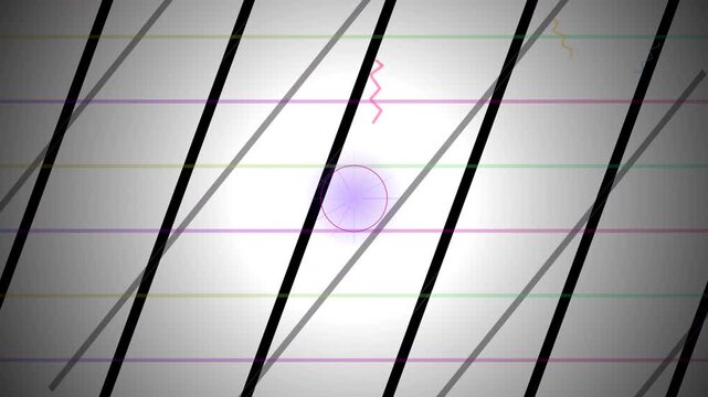 Abstract Background Animation with Rotating Diagonal Grid Lines Glowing Neon Center Circle Emblem Motion Graphics