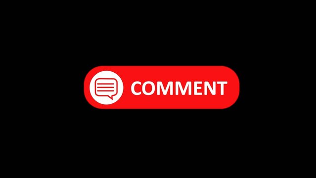 Comment button icon red bubble on black background vector