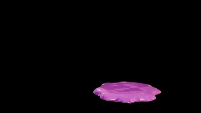 Animation 3D d'une boule de slime rose qui tombe et s'&eacute;crase sur fond transparent