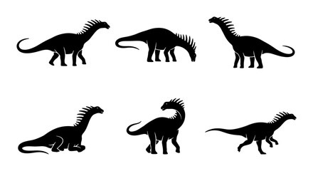Obraz premium Dinosaur Silhouettes Collection, Prehistoric Reptile Vector Icons, Ancient Creature Graphics