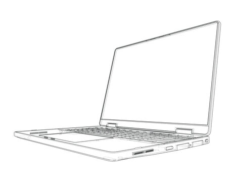 laptop outline illustration. Vector