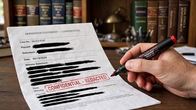 Protecting sensitive information by redacting a confidential legal document to ensure data privacy and compliance.