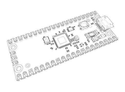 circuit board wireframe illustration. Vector