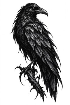 crow on a white background