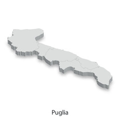 Fototapeta premium 3D Map of Puglia, Italy - Region Relief Illustration