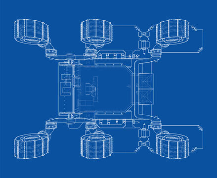 rover blueprint illustration. Vector