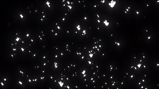 Cute flying ghosts rising up Halloween animation on transparent background