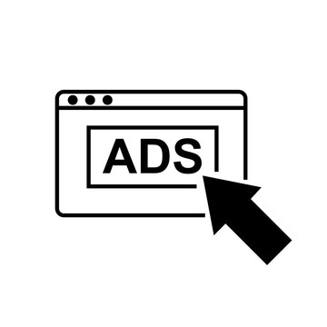Online Digital Advertising Line Icon Vector Illustration for Web Ad Banner and Pay Per Click Symbol