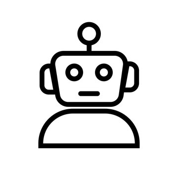Robot Chatbot Avatar Line Icon Vector Illustration for Artificial Intelligence Assistance and Customer Support Symbol