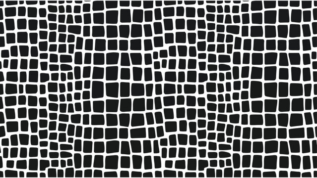 Seamless abstract pattern featuring a black and white geometric reptile skin texture design
