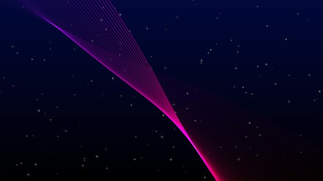 Magenta swirl rotates across a dark blue speckled background