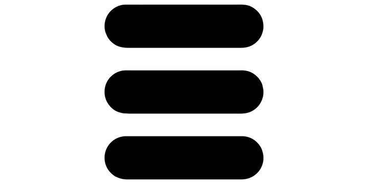 Horizontal three bar menu navigation icon for mobile website interface and software application user control.