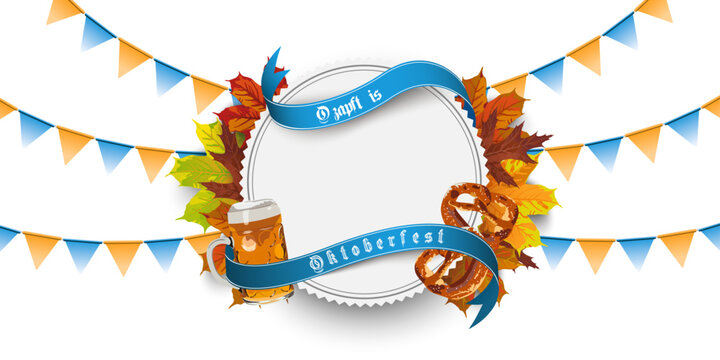 Oktoberfest Label mit Girlanden Transparent