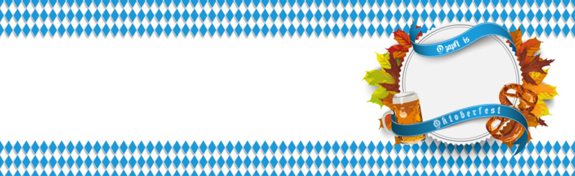 Oktoberfest Emblem Bavarian Foliage Ribbons Header Transparent