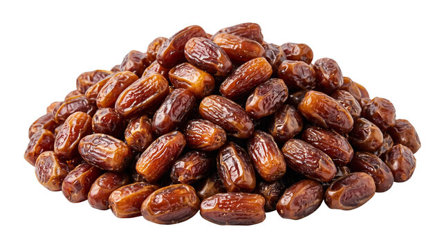 Fresh organic dried date fruits piled in a large heap isolated on a white background