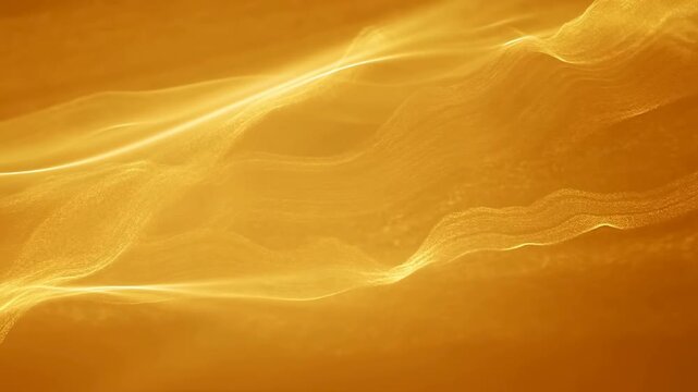 Golden light waves flow through an abstract orange gradient field. Motion graphics, technology branding, and luxury advertising.