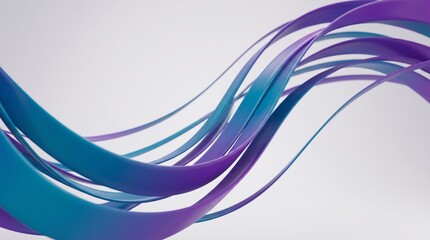 Obraz premium Abstract Flowing Ribbons: A graceful and elegant composition of flowing ribbons in shades of teal and purple, creating a sense of movement and fluidity against a soft, neutral background.