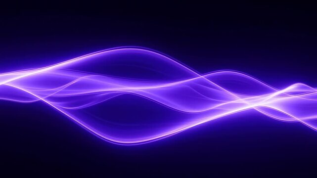 Purple light waves undulate across a dark abstract field. Technology presentations, music visualizers, and event screen graphics.