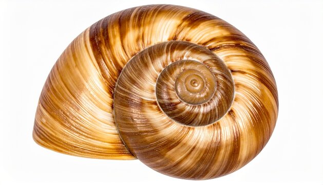 Macro Snail Shell Isolated on White Background Showing Spiral Texture