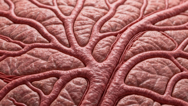 Brain Vascular Capillary Network Texture Macro Close-Up, Natural Material Background Pattern