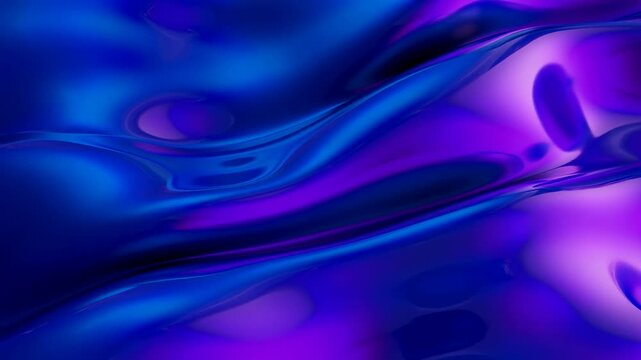 Abstract blue and purple fluid waves undulate through a digital color field. Technology presentation, motion graphics, and website hero section.