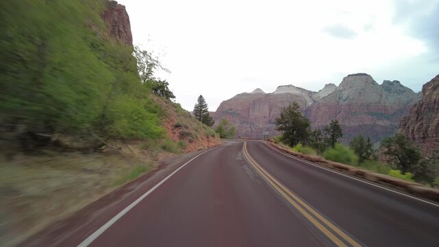 Driving Plate Zion National Park Mt Carmel Highway Southbound Multicam Set 25 Rear View Utah Southwest USA