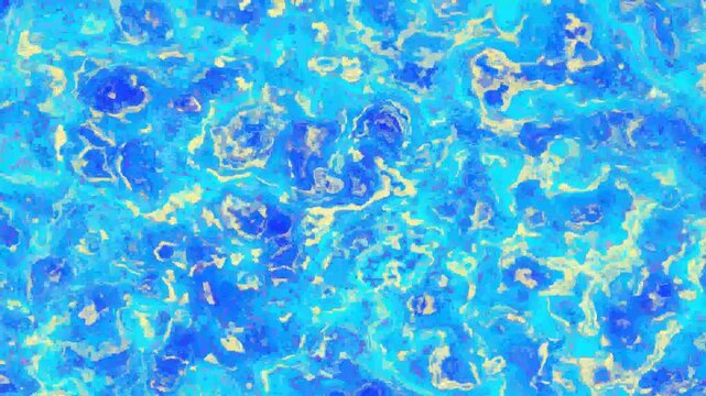 Abstract blue and yellow liquid paint texture background with marble swirl effect