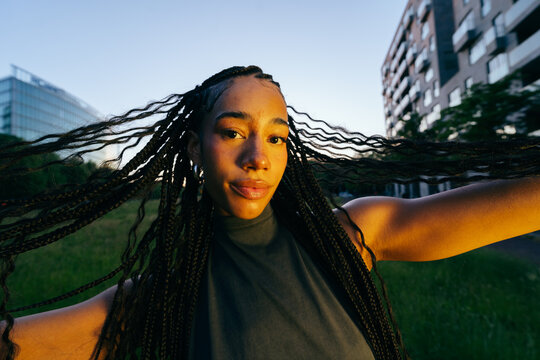 Braided Woman at Golden Hour
