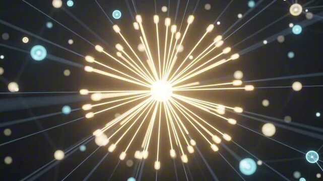 Abstract Digital Neural Network Forming a Glowing Brain Structure in Cyberspace