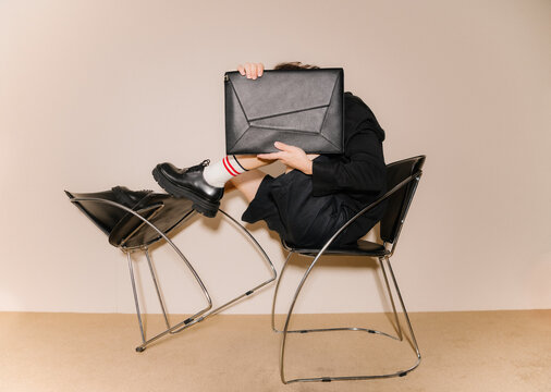 Business Style Concealed Behind Leather Briefcase