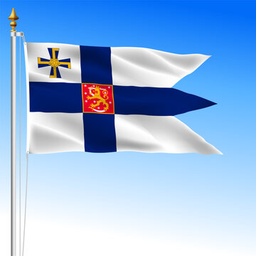 Finland official presidential waving flag, Republic of Finland, European Union, vector illustration