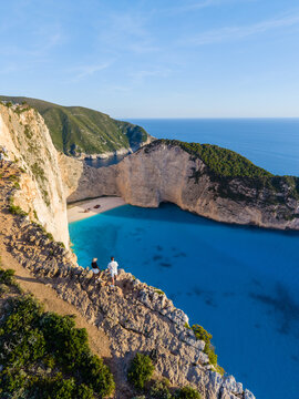 Breathtaking view of Navagio Beach in Zakynthos, Greece on a sunny day