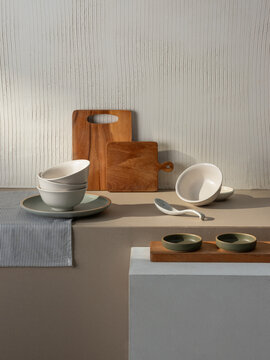 Kitchenware Arrangement with dramatic lighting