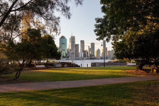 Brisbane city from Kangaroo Point Cliffs Park.