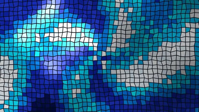Abstract digital grid pattern with blue and white pixelated squares