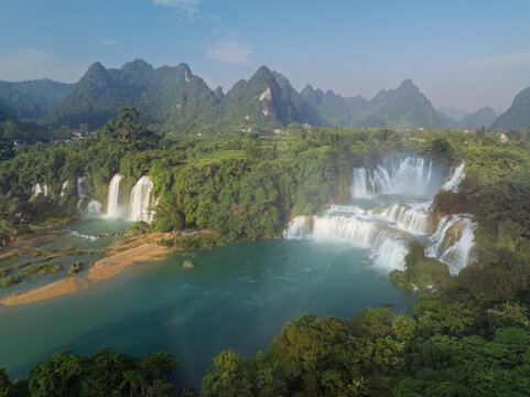 Ban Gioc Waterfall Panorama on the Vietnam China Border