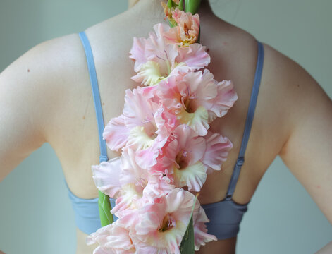 a woman  with a flower
