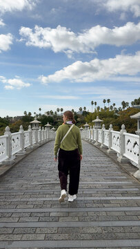 Traveler Crossing Seonimgyo Bridge