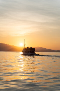 Boat Journey at Sunset. Indonesia