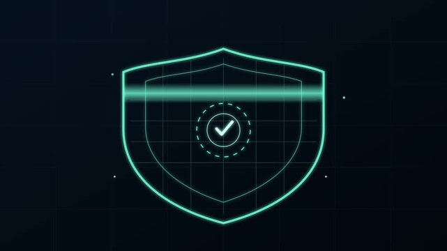 Cybersecurity Shield Scan Animation with Digital Data Protection and Secure Network Technology
