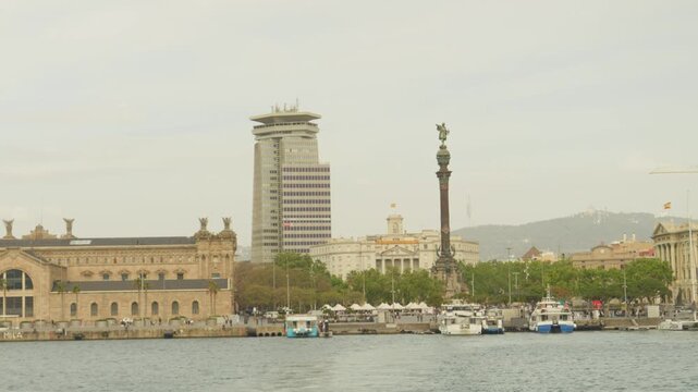 Port of Barcelona and Columbus Monument, Spain