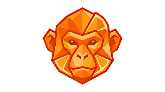 Geometric Orange Monkey Head Icon