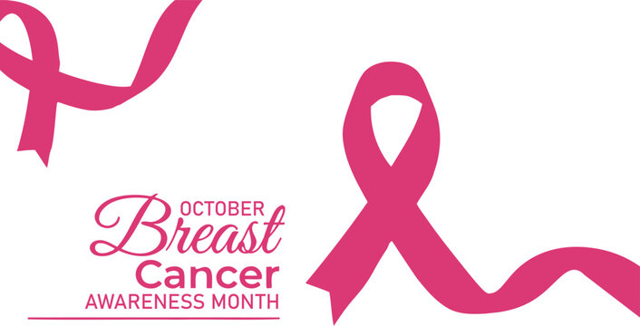 Pink breast cancer awareness month vector graphic illustration featuring flowing decorative ribbon elements for promotional health and social charity campaigns