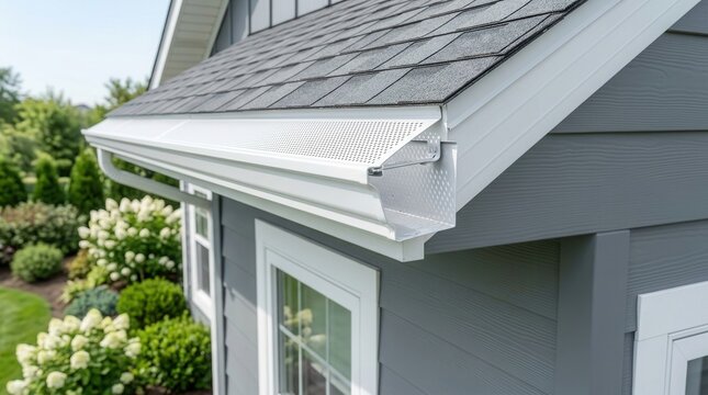 White soffit and guards installed as an American home gutter protection system