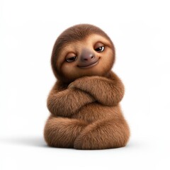 Fototapeta premium Adorable Sloth Character with Hands on Hips Posing for a Photo