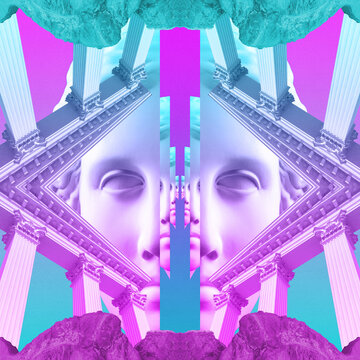 Surreal crazy collage. Art poster, concept, zine cover, funky print. Artwork unusual abstract style.