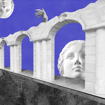 Surreal crazy collage. Art poster, concept, zine cover, funky print. Artwork unusual abstract style.