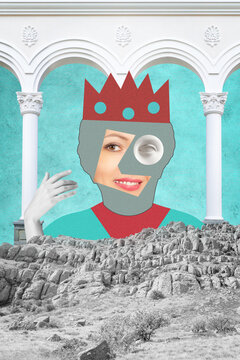 Surreal crazy collage. Art poster, concept, zine cover, funky print. Artwork unusual abstract style.