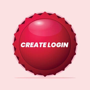  Red Glossy Dome Starburst Circular Create Login Web Badge Vector